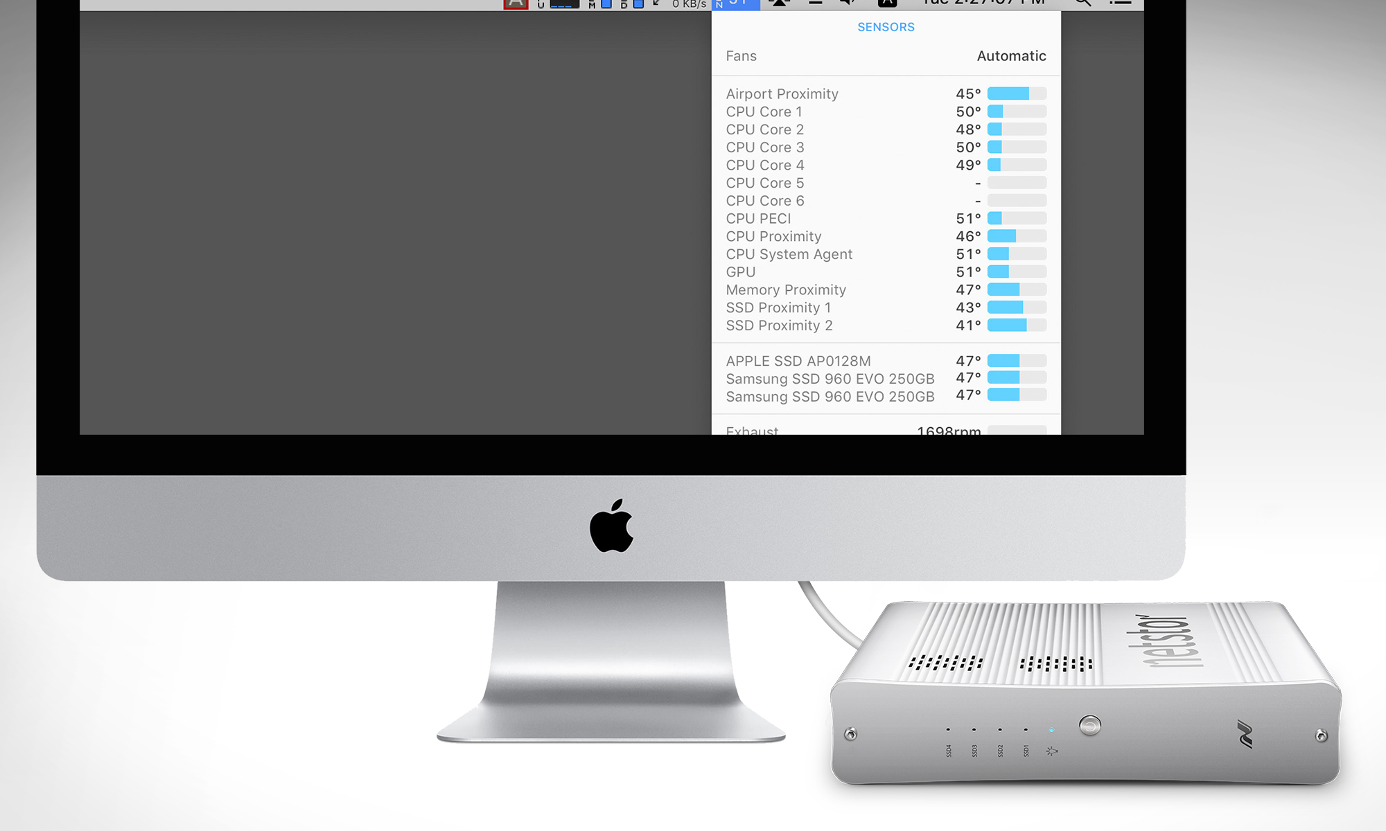 mac read the temperature of the nvme ssd by istat menus